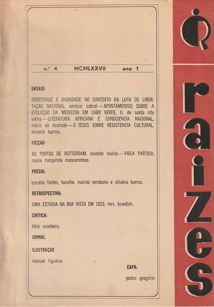Raízes Nº 4 – Outubro-Dezembro 1977 – Revista de cultura Caboverdeana