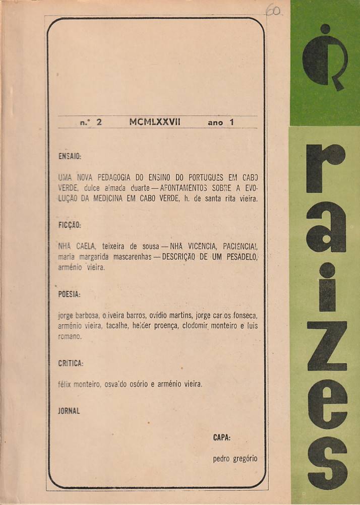 Raízes Nº 2 – Abril-Junho 1977 – Revista de cultura Caboverdeana