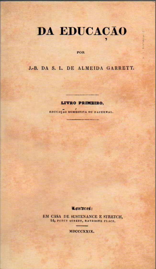Da Educação - Livro Primeiro, Educação Domestica ou Paternal.  (Fac-simile)