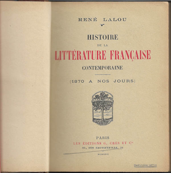 Histoire de la littérature française contemporaine