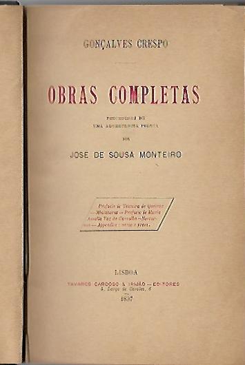 Obras completas de Gonçalves Crespo (1ª ed.)