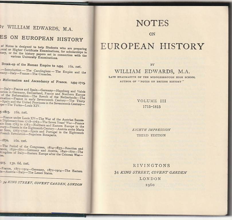 Notes on European History vol. 3  (1715-1815)