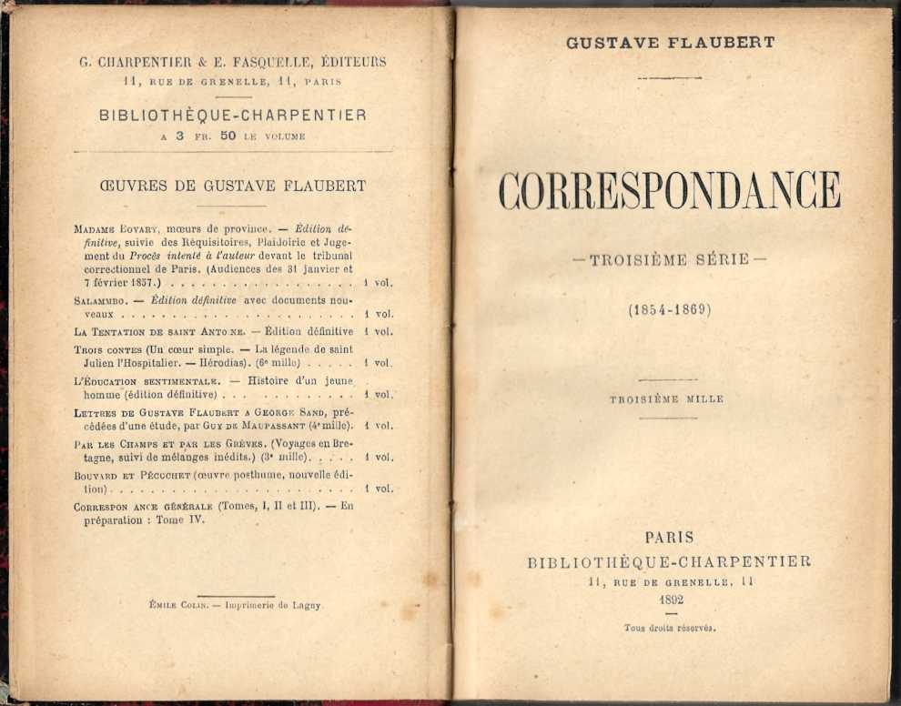 correspondance troisieme serie 1854 1869
