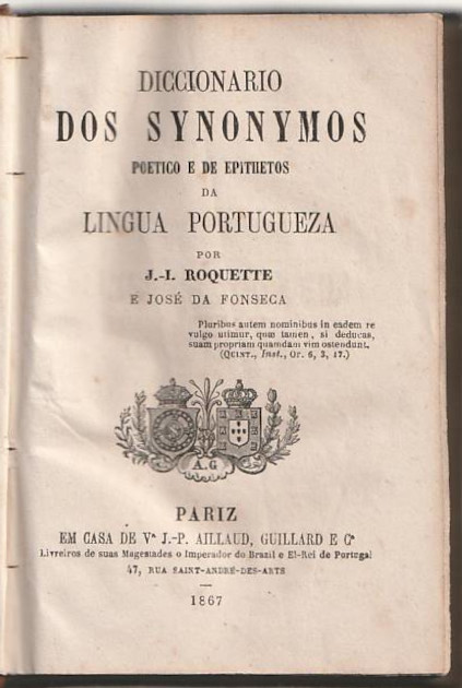 Diccionario dos synomymos poetico e de epithetos da lingua portugueza