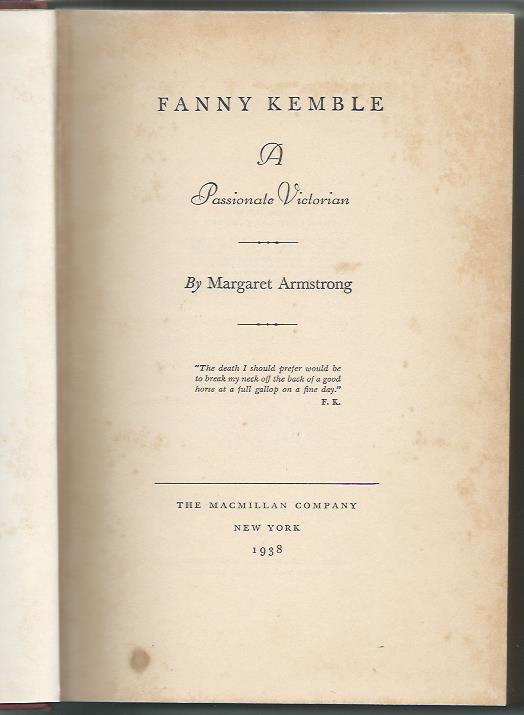 Fanny Kemble – A passionate victorian