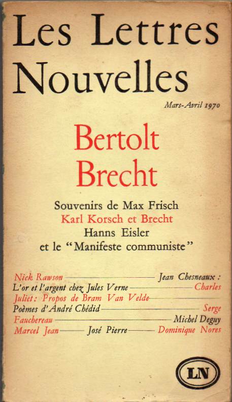 Les Lettres Nouvelles  Mars-Avril 1970 – Bertolt Brecht