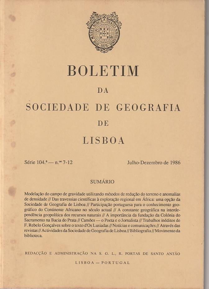 Boletim da Sociedade de Geografia de Lisboa – Série 104 – Nºs 7-12