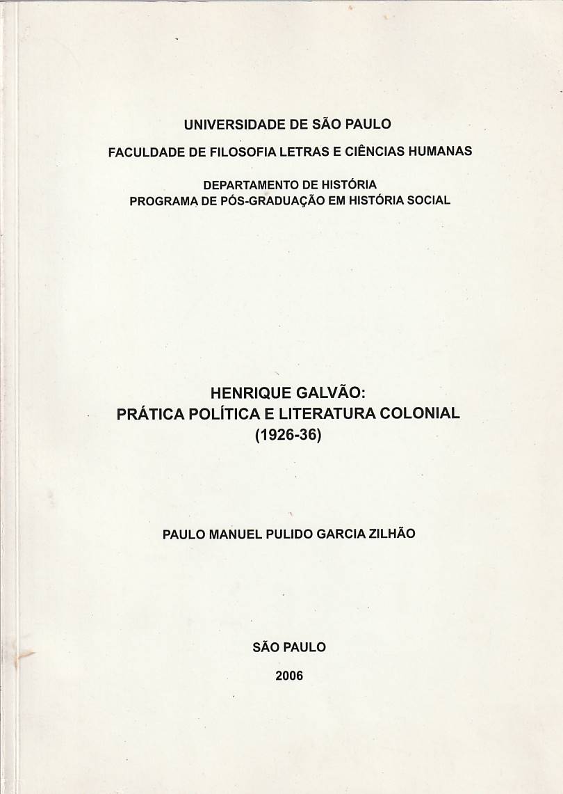 Henrique Galvão: Prática política e literatura colonial 1926-36