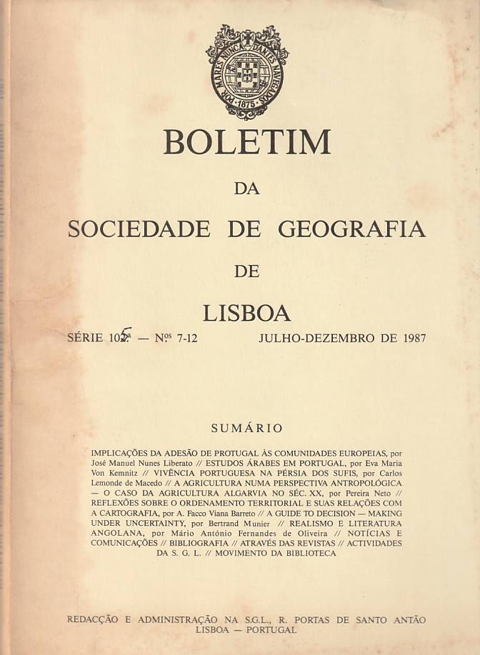 Boletim da Sociedade de Geografia de Lisboa – Série 105 – Nºs 7-12