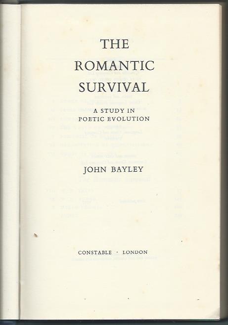 The romantic survival – A study in poetic evolution