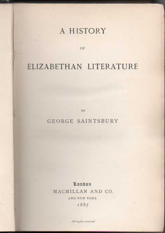 A history of Elizabethan literature