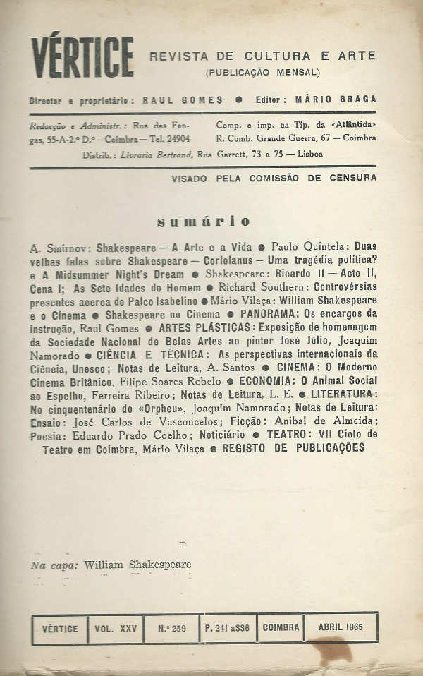 Vértice nº 259 – Abr. 1965