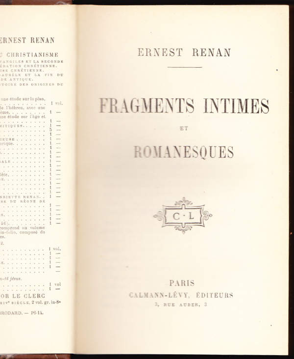 Fragments intimes et romanesques